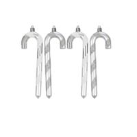 4x Kersthangers figuurtjes zuurstokken zilver 14 cm