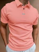 Bon&Bon Homme - Polo Noir à Manches Courtes et Rayures Style Casual Rose saumon / L