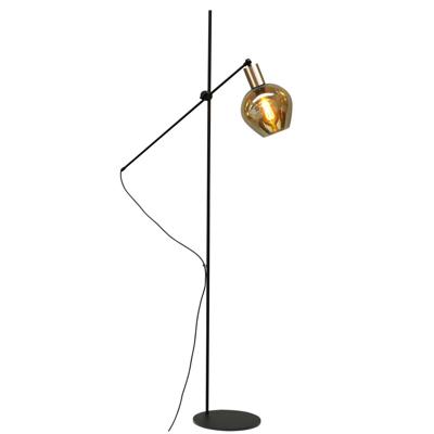 Masterlight Zwarte vloerlampBounty verstelbaar met rond glas - 1471-05-02-3
