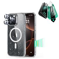 iPhone 16 Pro Max Classic Hybrid Magnetic Case (Camera Control) & Screen Protection Bundle - Clear Shimmer