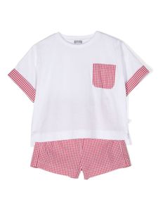 Il Gufo ensemble short en coton à carreaux vichy - Blanc