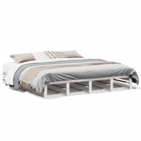 Bedframe zonder matras massief grenenhout wit 180x200 cm