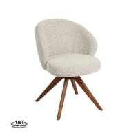 LABEL51 Eetkamerstoel Sabi - Naturel - Royal Boucle - Walnoot Houten Frame