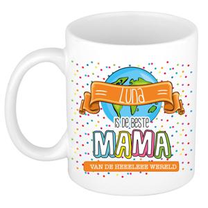 Naam mok mama Luna - wit - de beste - keramiek - 300 ml - Moederdag/verjaardag