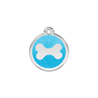 Bone Aqua glitter hondenpenning small/klein dia. 2 cm - Reddingo