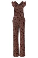 LOOXS Little Meisjes jumpsuit rib velours wideleg - Oud roze mini print