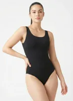 J&C string body - bodystocking - brede bandjes - Naadloze bodysuit - Voorgevormde cups - Zwart - wit