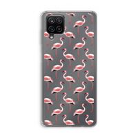 Flamingoprint groen: Samsung Galaxy A12 Transparant Hoesje