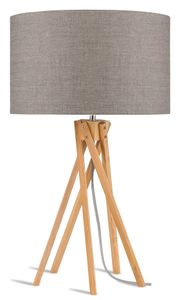 Good&Mojo Tafellamp 'Kilimanjaro' Bamboe en Eco linnen, kleur Donkerbeige