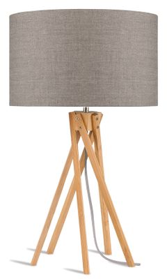 Good&Mojo Tafellamp 'Kilimanjaro' Bamboe en Eco linnen, kleur Donkerbeige