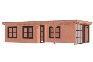 Trendhout Buitenverblijf Toscane 1020x545 cm - Combinatie 1- Plat dak- Onbehandeld lariks Douglas hout- Trendhout