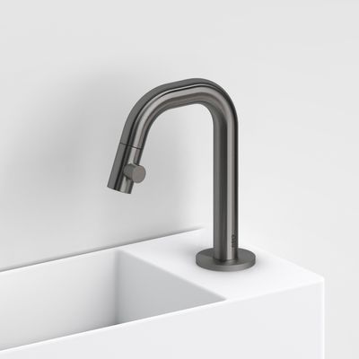 Fonteinkraan Clou Kaldur Met Korte Uitloop Rechts Gunmetal Geborsteld PVD