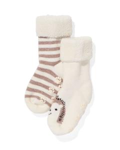 HEMA Baby Sokken Met Badstof - 2 Paar Beige (beige)