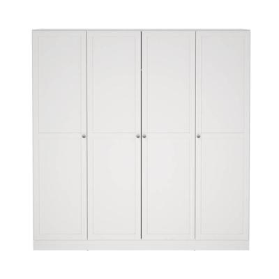 Leen Bakker - Kledingkast Lynn 4-deurs - 200x196x62 Cm - Spaanplaat - Wit - 195.5x200.1x61.7 Cm