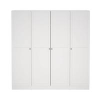 Leen Bakker - Kledingkast Lynn 4-deurs - 200x196x62 Cm - Spaanplaat - Wit - 195.5x200.1x61.7 Cm