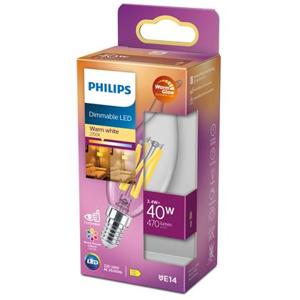 Philips LED Kaars Transparant - 40 W - E14 - Dimbaar warmwit licht