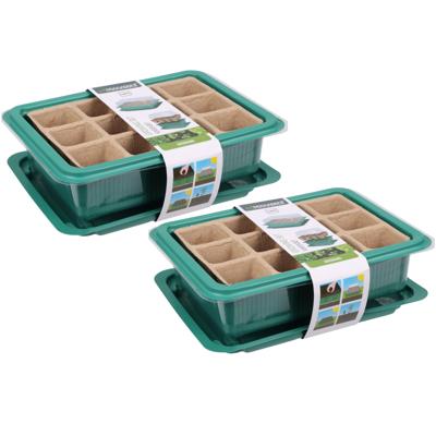 Pro Garden Stekpotje / kweekpot in kweekbak - 2x - 4x stuks - 20 x 15 x 6,5 cm - turfpotjes