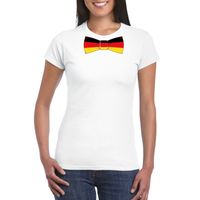 Wit t-shirt met Duitsland vlag strikje dames - thumbnail