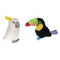 Set van 2 tropische vogel knuffels speelgoed   -