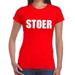 Stoer tekst t-shirt rood dames