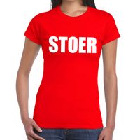 Stoer tekst t-shirt rood dames - thumbnail