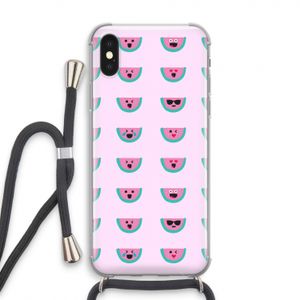 Smiley watermeloenprint: iPhone XS Transparant Hoesje met koord
