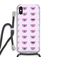 Smiley watermeloenprint: iPhone XS Transparant Hoesje met koord
