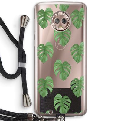 Monstera leaves: Motorola Moto G6 Transparant Hoesje met koord