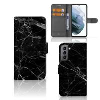 Samsung Galaxy S21 FE | Bookcase | Marmer Zwart - Origineel Cadeau Vader