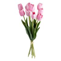 Atmosphera Kunst tulpen boeket Holland - 10x stuks - roze - real touch - kunst zijdebloemen