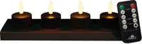 Anna&apos;s Collection LED theelicht oplaadbaar 3d flame incl. oplaadstation 5cm zwart 4 stuks - thumbnail