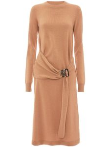 JW Anderson robe imprimée à taille à boucles - Marron