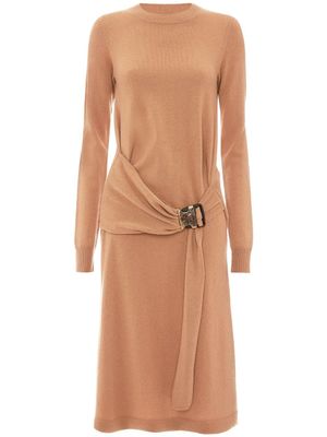 JW Anderson robe imprimée à taille à boucles - Marron