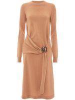 JW Anderson robe imprimée à taille à boucles - Marron