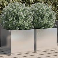 VidaXL Plantenbakken 2 st 32x30x29 cm roestvrij staal zilverkleurig