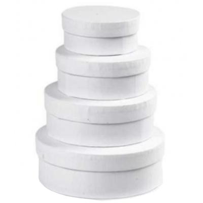 Ronde witte hobby of opslag dozen set - in 4 formaten - Dia 8-10-12-14 cm - knutselen