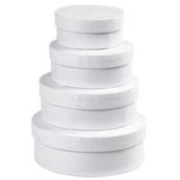 Ronde witte hobby of opslag dozen set - in 4 formaten - Dia 8-10-12-14 cm - knutselen