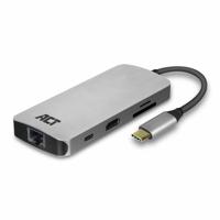 ACT AC7041 USB-C naar HDMI multiport adapter met ethernet, USB hub, cardreader en PD pass through - thumbnail