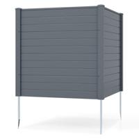 2 Tuinpanelen 123 x 123 cm PVC-hekwerk Met 3 Gegalvaniseerde Metalen Grondankers