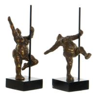 Decoratieve figuren DKD Home Decor 20 x 10 x 31 cm Gouden Aluminium Mangohout Balletdanseres Modern