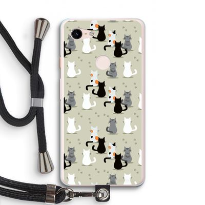 Katten: Pixel 3 XL Transparant Hoesje met koord