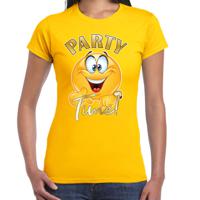 Bellatio Decorations Foute party t-shirt voor dames - Party Time - geel - carnaval/themafeest 2XL  - - thumbnail