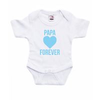 Papa forever blauw hart kraamcadeau rompertje wit jongens en meisjes