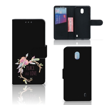 Nokia 1 Plus Leuk Hoesje Boho Text | Portemonnee hoesje Nokia 1 Plus Leuk Hoesje Boho Text | Portemonnee hoesje