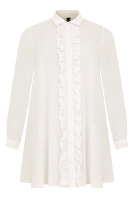 Yoek Blouse met ruches | Beige | Maat 38/40