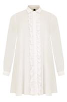 Yoek Blouse met ruches | Beige | Maat 46/48