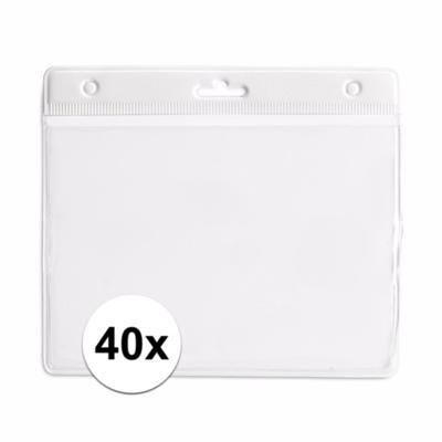 Multipack van 40x stuks Badgehouders - wit - 11,5 x 9,5 cm - voor aan een lanyard of keycord