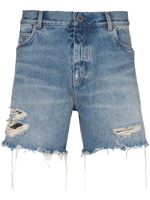 Balmain short en coton à logo brodé - Bleu - thumbnail