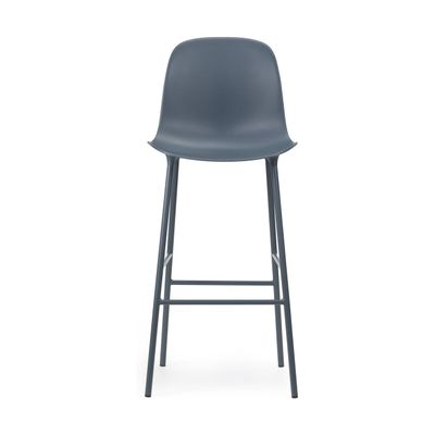 Normann Copenhagen Form barkruk H75 hoge rug Blue vierpoot staal