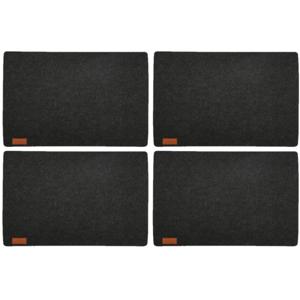 Placemats/onderleggers voor op tafel - 4x stuks - antraciet - 30 x 45 cm - met ronde hoeken